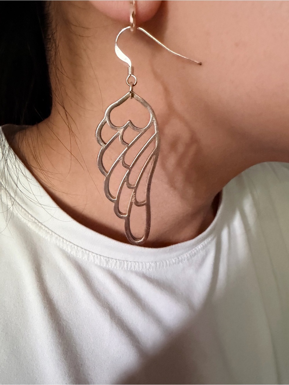 Foxy Originals Silver Tone Angel Wing Outline Dangle Earrings